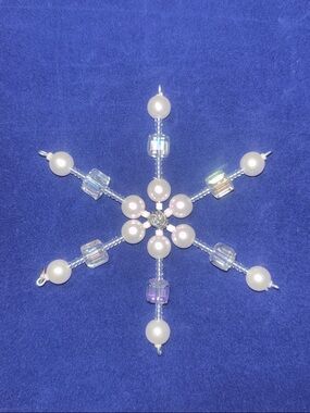 Pearl and Crystal Snowflake Ornament - White